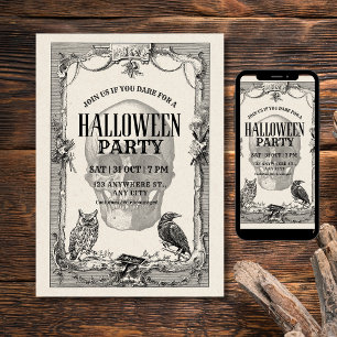 Halloween Party Invitation, Vintage Halloween Invitation