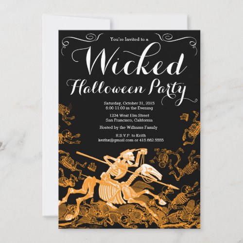 Halloween Party Invitation Vintage Skeleton Invitation