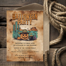 Halloween Party Invitation | Vintage Western Pumpk