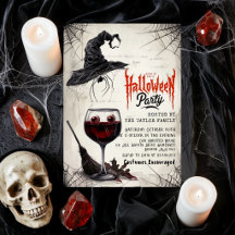 Halloween Party Invitation | Witch Hat Wine Glass