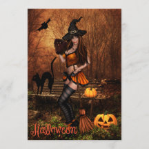 Halloween Party Invitation with Witch