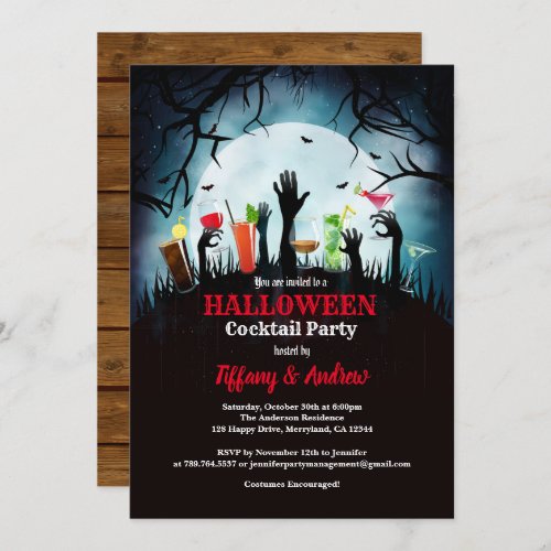 Halloween party invitation Zombie cocktail party Invitation