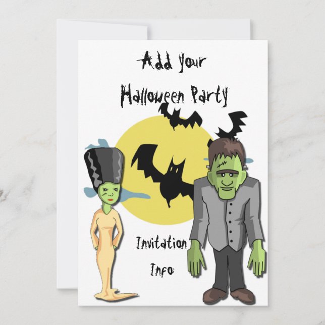 Halloween Party Invitations Monster Frankenstein (Front)