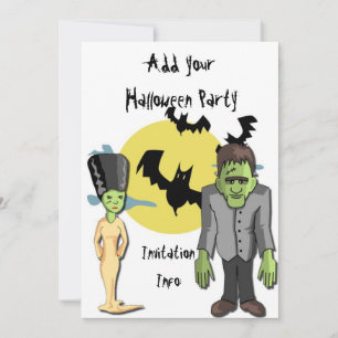 Halloween Party Invitations Monster Frankenstein