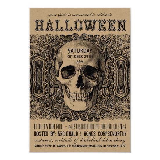 Halloween Party Invitations - Steampunk Kraft