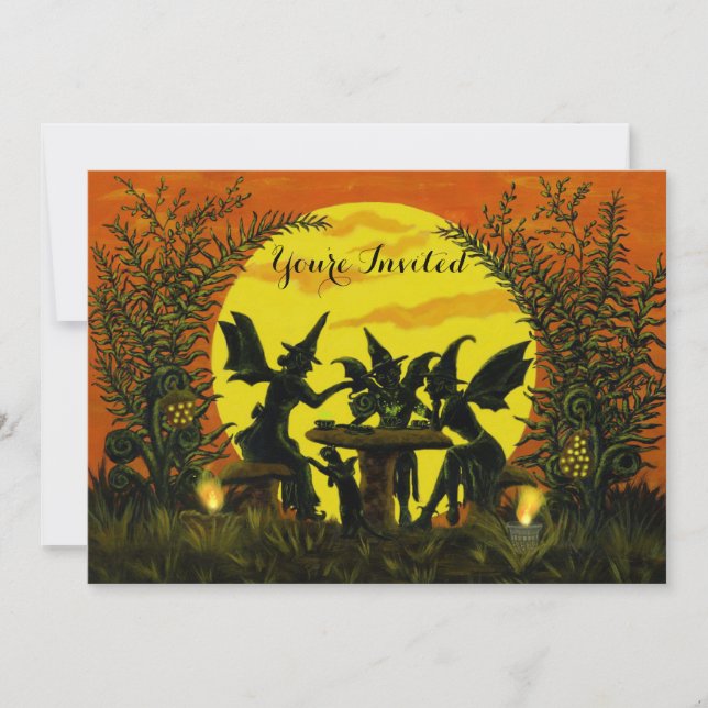 Halloween party invitations,witch fairy's invitation (Front)