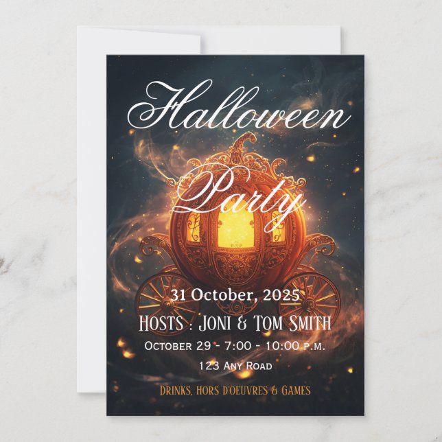 Halloween Party Invite | Elegant Pumpkin Card (Front)