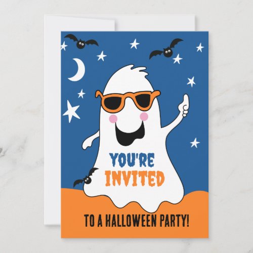 Halloween Party Invite Gus the Ghost Kids Cute 