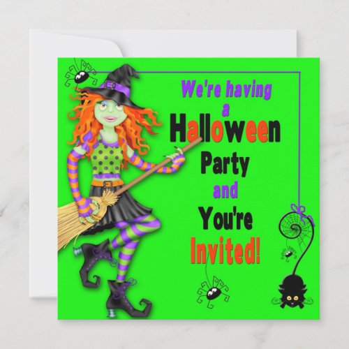 HALLOWEEN PARTY INVITE _ KIDS _ WITCHESSPIDERS