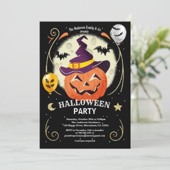 Halloween party invite. Pumpkin cute costume party Invitation | Zazzle