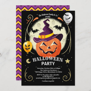 Halloween party invite. Pumpkin cute costume party Invitation