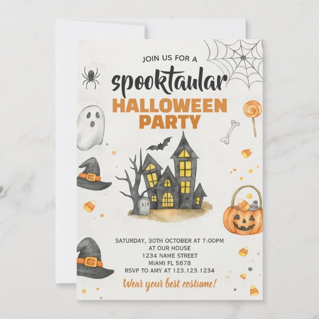 Halloween Party Invite Trick or Treat Celebration (Front)