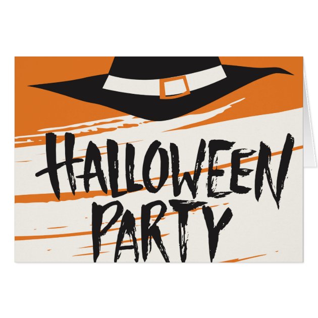Halloween Party Invite Witch Hat And Bats