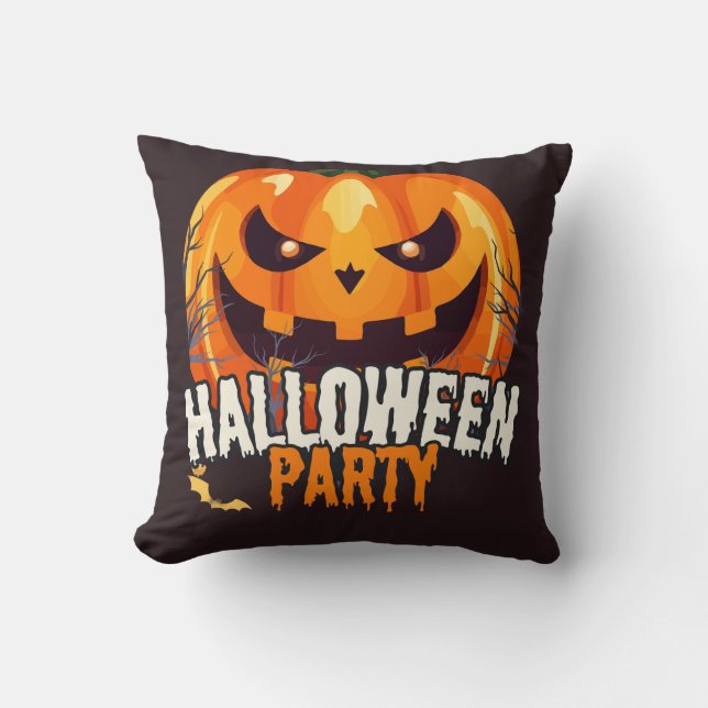 Halloween Party – Jack-o’-Lantern Design Throw Pillow (Front)