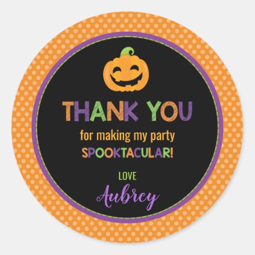 Halloween Party Jack O Lantern Thank You Favor Classic Round Sticker