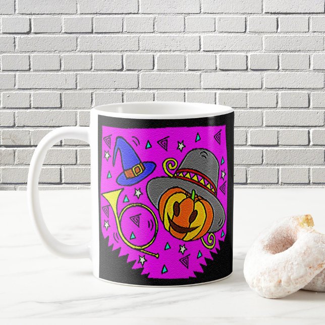 Halloween Party Jack O'Lantern and Bugle Purple Coffee Mug (Halloween Party Jack O'Lantern and Bugle Purple Coffee Mug)