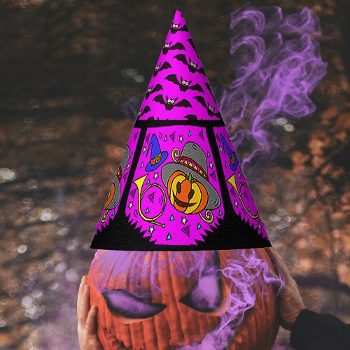 Halloween Party Jack OLantern Bugle Bats Purple Party Hat