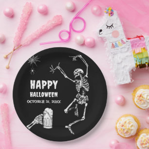 Halloween Party Jump Skeleton Paper Plates