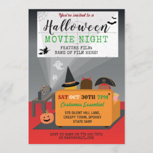 Halloween Party Kids Costume Horror Movie Night Invitation