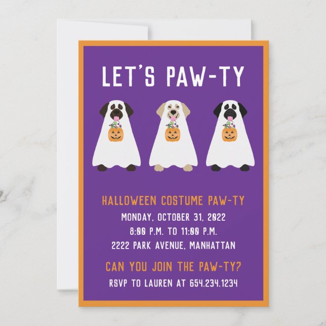 Halloween Party Labrador Retriever Ghost Dogs Invitation (Front)