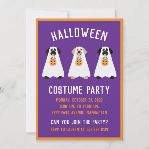 Halloween Party Labrador Retriever Ghost Dogs Invitation