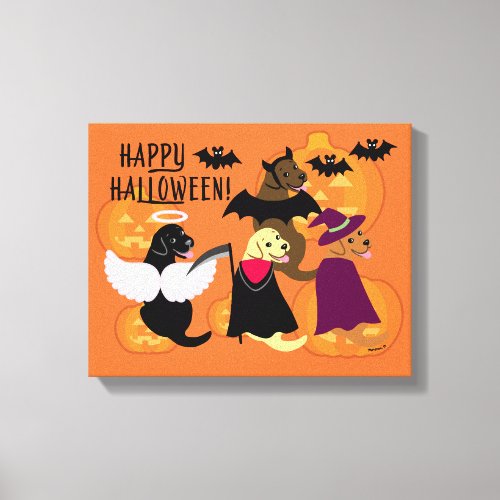 Halloween Party Labradors Canvas Print