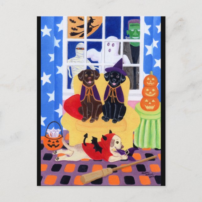 Halloween Party Labradors! Postcard (Front)