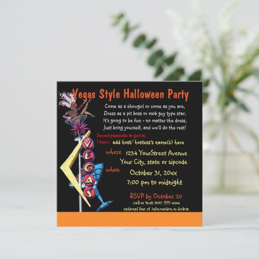 Halloween Party Las Vegas Costume Theme Invitation Zazzle