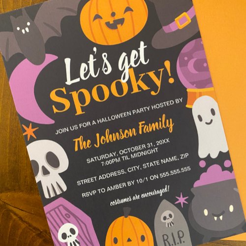 Halloween Party Lets Get Spooky Cute Invitation