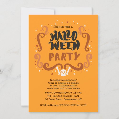 Halloween Party Lettering Invitation