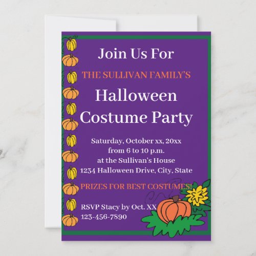 Halloween Party Monster Family Costume Party Invitation