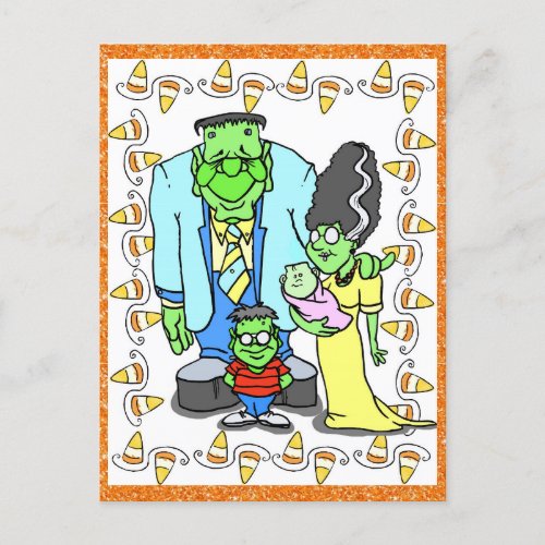 Halloween Party Monster Family Portrait Postcard