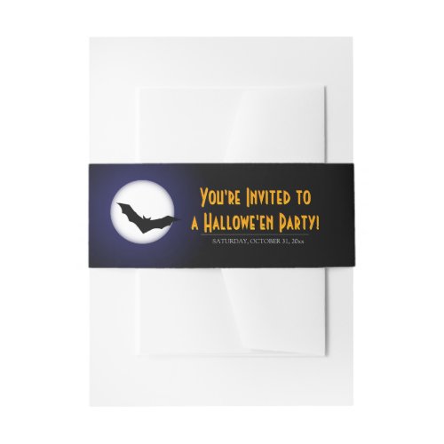 Halloween Party Moon and Bat Invitation Belly Band