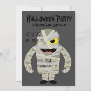 Halloween party mummy monster invitation