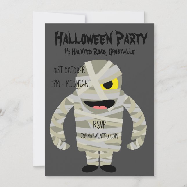 Halloween party mummy monster invitation (Front)