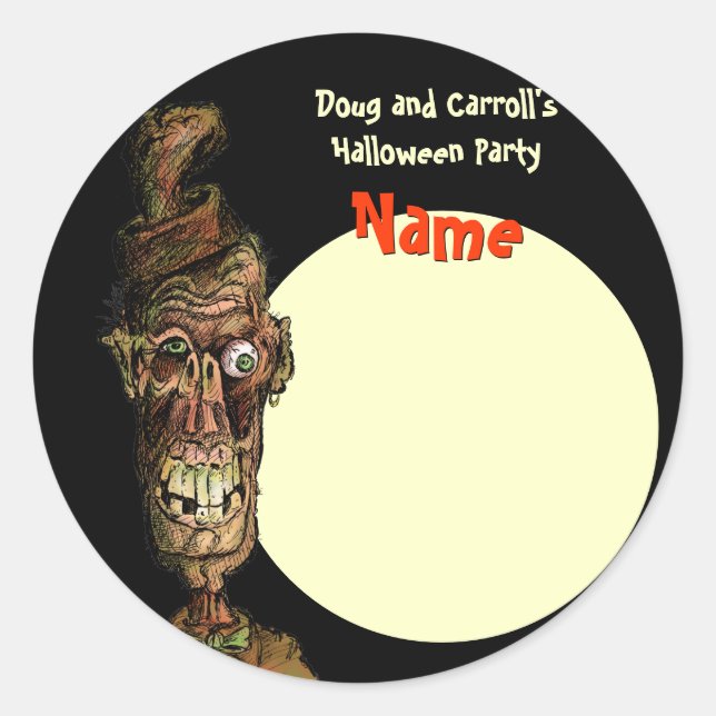 Halloween Party Name Tag - Nutty Hat Zombie (Front)