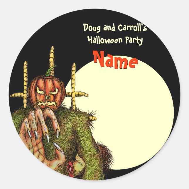 Halloween Party Name Tag - Pumpkin Head Scarecrow (Front)
