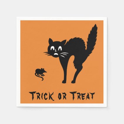 Halloween Party Napkin Scaredy Black Kitty Cat