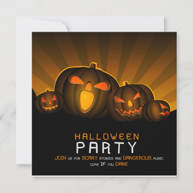 Halloween Party Night with scary pumpkins Save The Date (Front)
