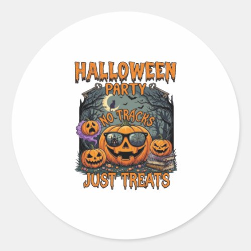 Halloween Party No Tracks Just Treats Sunglasses P Classic Round Sticker