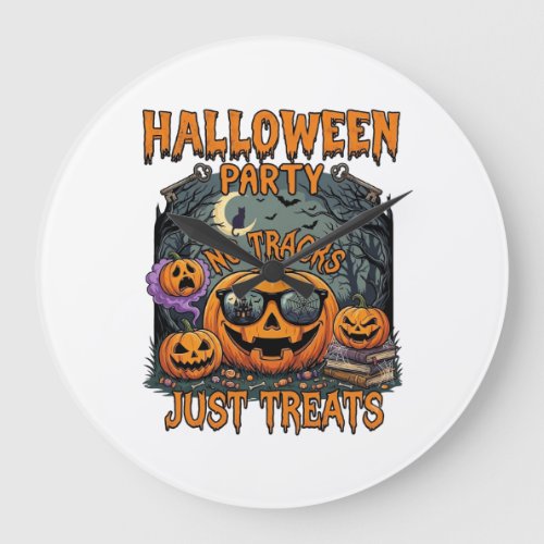 Halloween Party No Tracks Just Treats Sunglasses P Large Clock