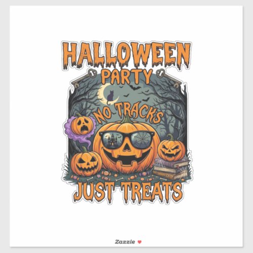 Halloween Party No Tracks Just Treats Sunglasses P Sticker