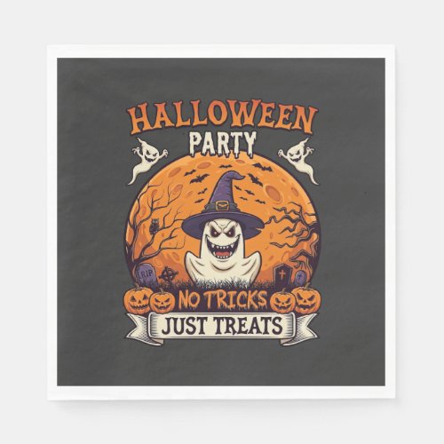 Halloween Party No Tricks Just Treats Ghost Moon P Napkins