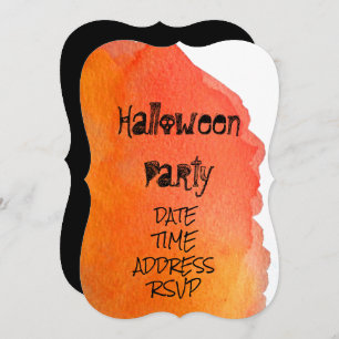 Halloween party orange and black invitation