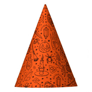 Halloween Party Orange Doodle Pattern Hat