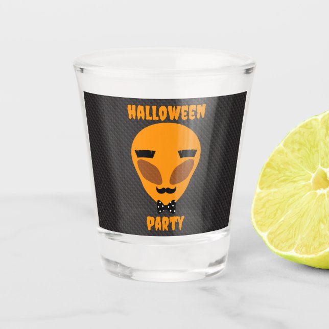 Halloween Party - Orange - Funny Alien Shot Glass (Front)