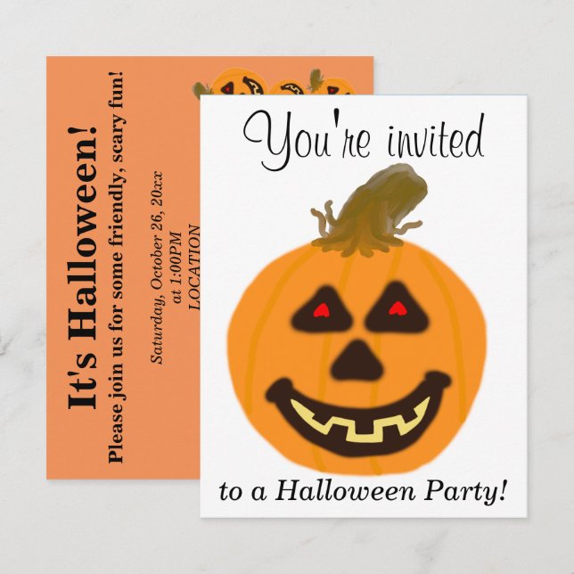 Halloween Party Orange Pumpkins PERSONALIZE Invitation (Front/Back)