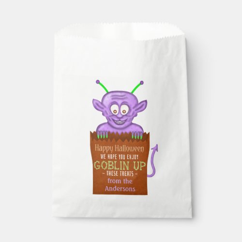 Halloween Party Personalized Cute Goblin Monster Favor Bag