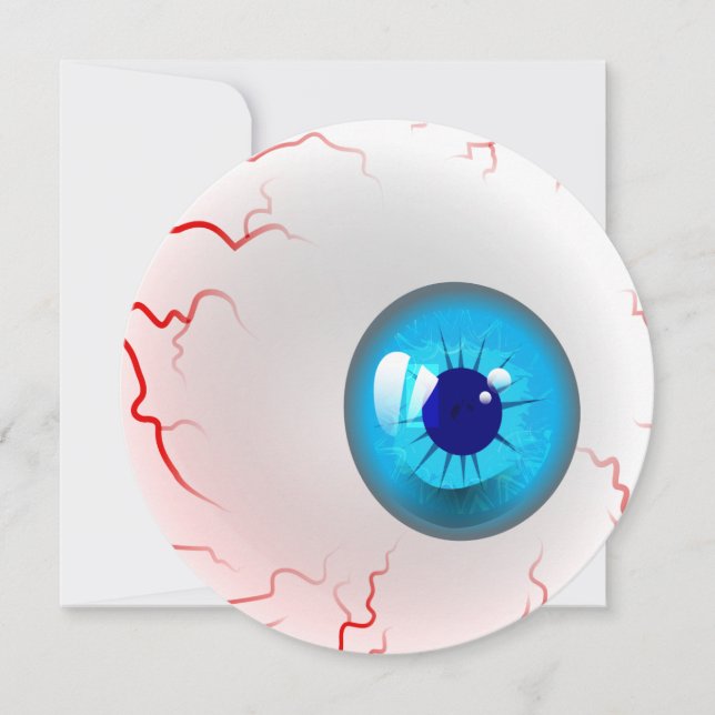 Halloween Party! Personalized Spooky Blue Eyeball Invitation (Front)