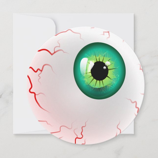Halloween Party! Personalized Spooky Green Eyeball Invitation (Front)